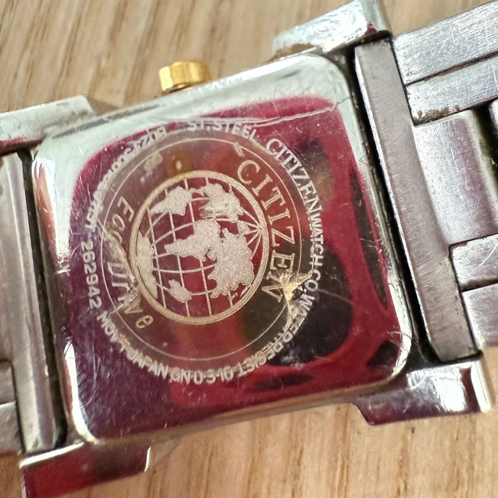 Citizen eco drive ladies square two tone dress watch